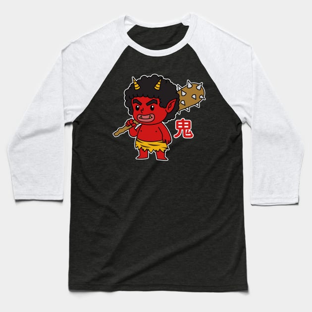 Chibi Oni Japanese Baseball T-Shirt by rudypagnel